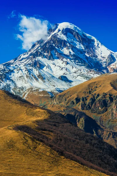 Гора Казбек Третья Высоте Вершина Грузии Большой Кавказ — стоковое фото