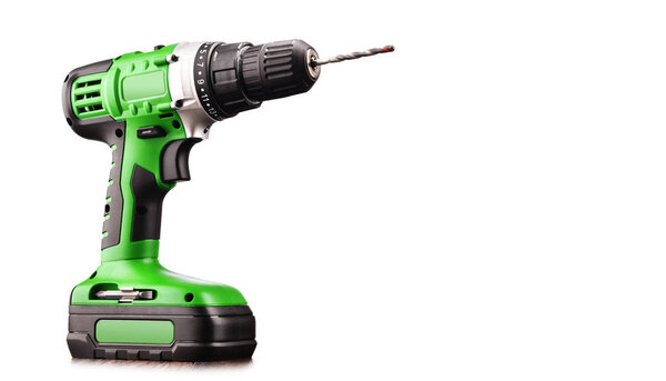 Cordless drill with drill bit working also as screw gun.