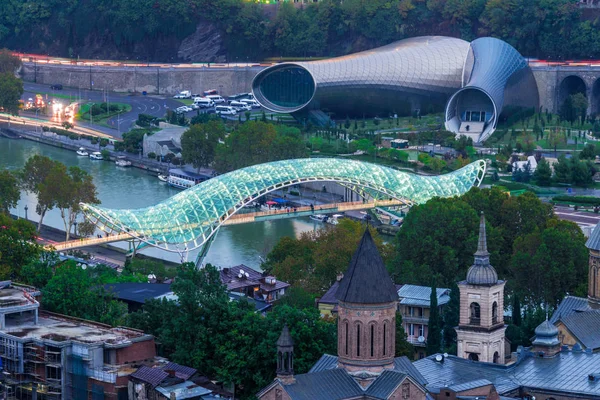 Tbilisi Grúzia 2018 November Panoráma Tbilisi Grúzia Napnyugta Után — Stock Fotó