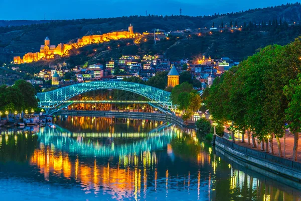 Panoramatický Výhled Tbilisi Gruzie Západu Slunce — Stock fotografie