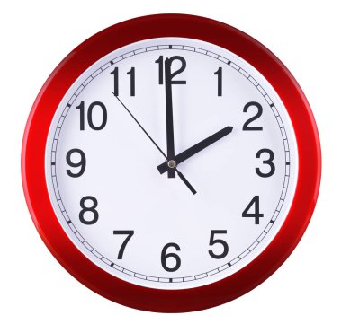 Beyaz arka plan üzerinde izole duvar saati. İki oclock.