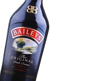 Poznan, Pol - 7 Aralık 2018: Şişe, Baileys İrlanda İrlanda kremasıdır tarafından yapılan kreması, bir İrlanda viski ve krem bazlı likör. Şu anda Diageo tarafından sahip olduğu marka.