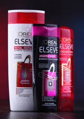 Poznan, Pol - 5 Aralık 2018: Clichy, Hauts-de-Seine ürünleri, L L'Oreal, bir Fransız kozmetik şirketi genel merkezi. Dünyanın en büyük kozmetik üreticisi olduğunu.