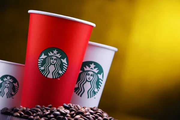 Познан Пол Dec 2018 Cups Starbucks Название Кофейни Сети Кофеен — стоковое фото