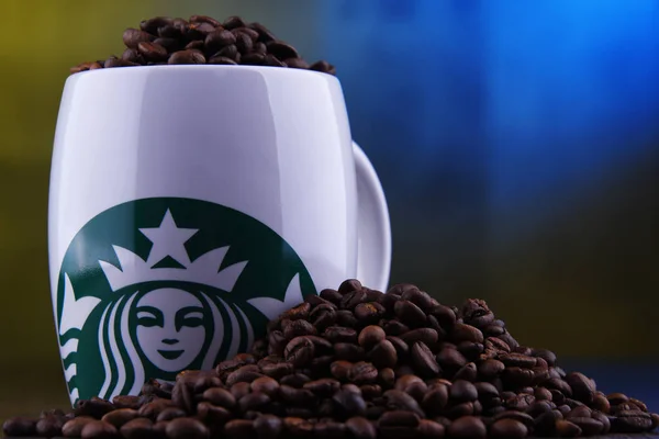 Poznaň Pol Prosince 2018 Pohár Starbucks Název Společnosti Kavárna Řetězce — Stock fotografie