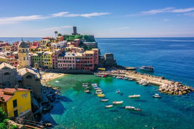Pitoresk kasaba, Vernazza, La Spezia, Liguria, İtalya'nın ili