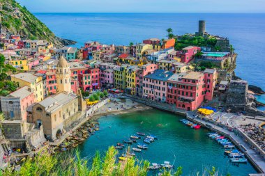 Pitoresk kasaba, Vernazza, La Spezia, Liguria, İtalya'nın ili