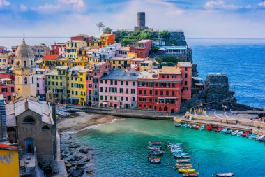 Pitoresk kasaba, Vernazza, La Spezia, Liguria, İtalya'nın ili