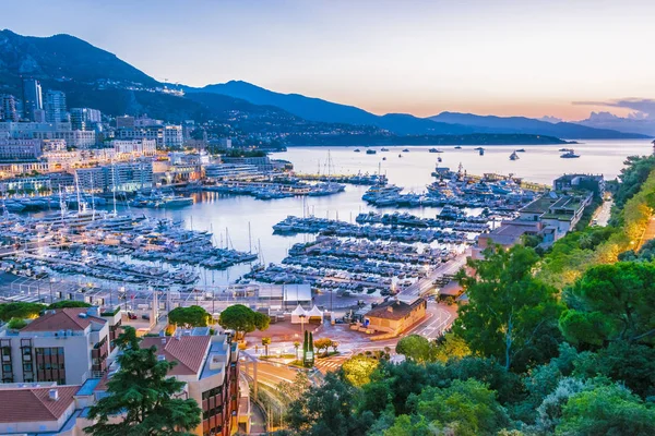 Vista Cidade Mônaco Riviera Francesa Após Pôr Sol — Fotografia de Stock