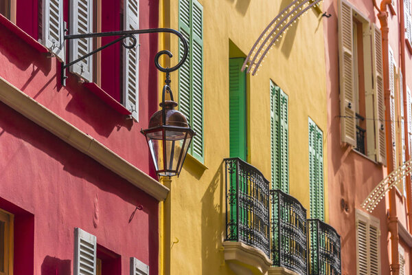 Architecture of the old town of Monaco on French Riviera.