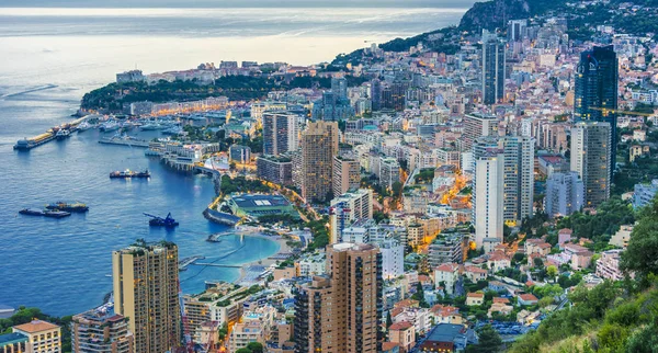 Vista Cidade Mônaco Riviera Francesa Após Pôr Sol — Fotografia de Stock