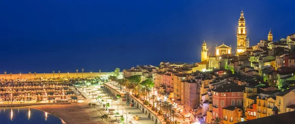 Arquitetura Cidade Velha Menton Riviera Francesa Noite — Fotografia de Stock