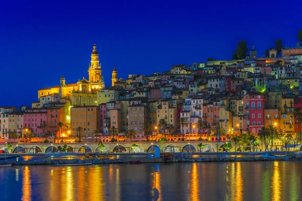 Old Town Architecture Menton French Riviera Night — Stock Photo, Image