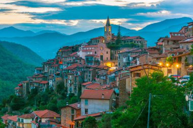 View of Apricale in the Province of Imperia, Liguria, Italy. clipart