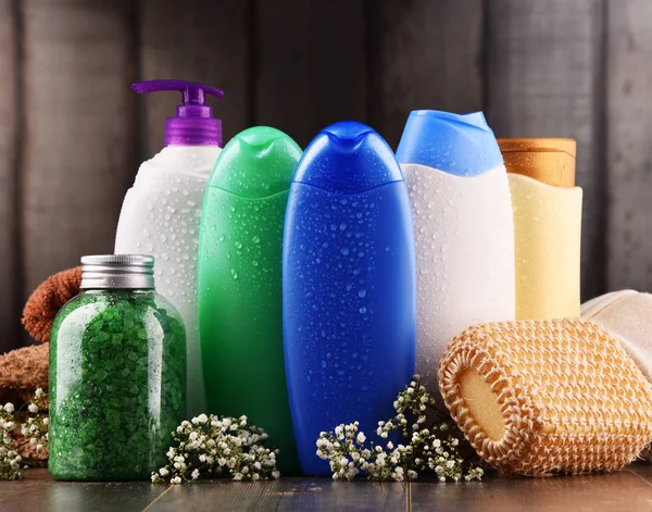 Plastic Bottles Body Care Beauty Products — Stock Photo, Image