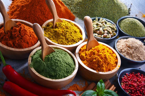 Variety Spices Kitchen Table — Stock Photo, Image