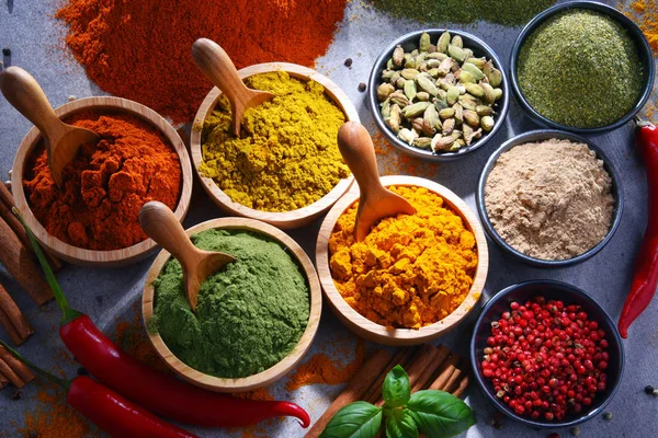 Variety Spices Kitchen Table — Stock Photo, Image