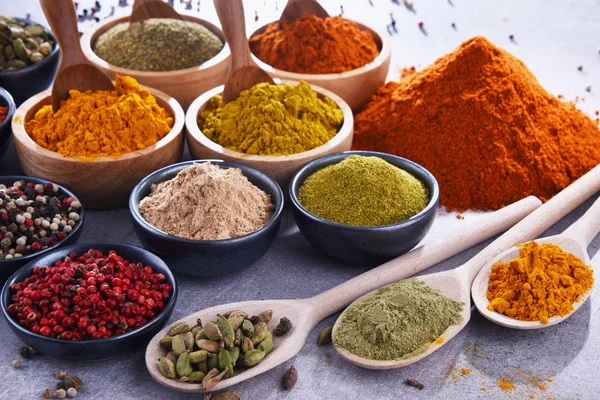 Variety Spices Kitchen Table — Stock Photo, Image