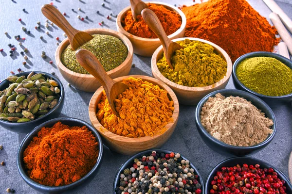 Variety Spices Kitchen Table — Stock Photo, Image