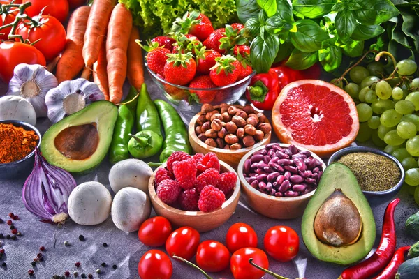 Composición Con Productos Alimentación Vegetarianos Frescos —  Fotos de Stock