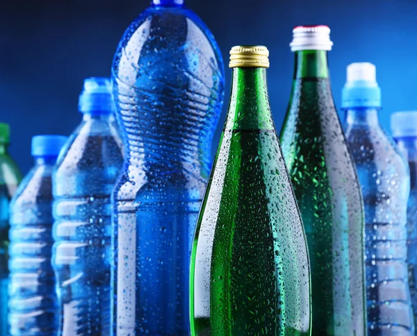 Composition Different Sorts Bottles Containing Mineral Water — Stock Photo, Image