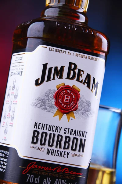 Poznan Pol Jan 2019 Bottle Jim Beam One Best Selling — Stock Photo, Image