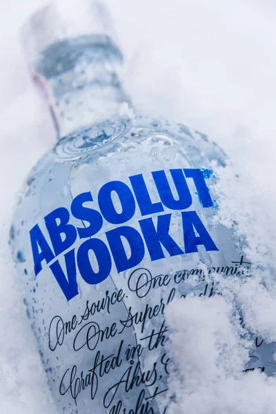 Poznan Pol Jan 2019 Bouteille Vodka Absolue Une Marque Vodka — Photo