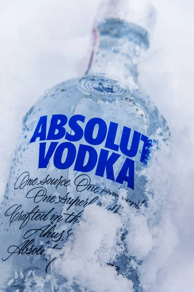Poznan Pol Jan 2019 Bouteille Vodka Absolue Une Marque Vodka — Photo