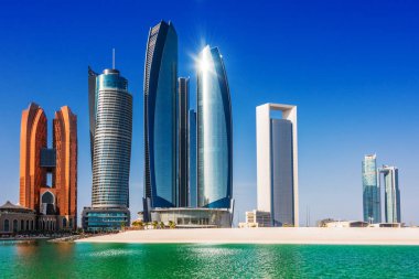 Abu Dhabi, Birleşik Arap Emirlikleri - 10 Şubat 2019: Etihad kuleleri Abu Dabi, Birleşik Arap Emirlikleri