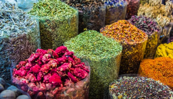 Vielfalt Gewürzen Und Kräutern Auf Dem Arabischen Straßenmarkt Dubai Spice — Stockfoto