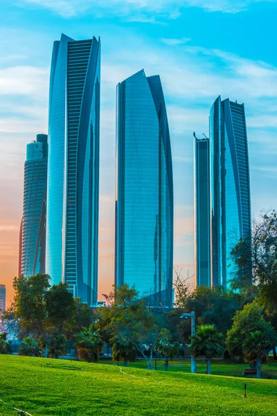 Abu Dhabi Emiratos Árabes Unidos Feb 2019 Etihad Towers Abu —  Fotos de Stock