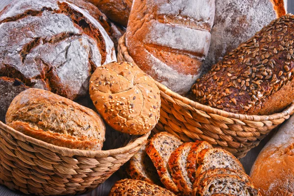 Composição com produtos de padaria variados — Fotografia de Stock