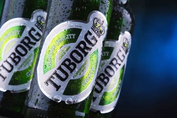 Flessen van tuborg bier — Stockfoto