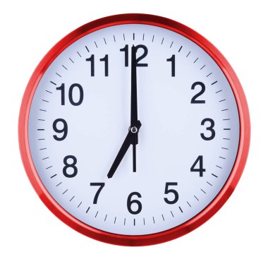 Beyaz arka plan üzerinde izole duvar saati. 7 oclock