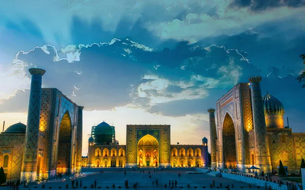 Registan, une vieille place publique à Samarkand, Ouzbékistan — Photo