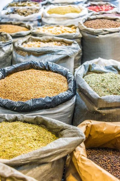 Dried food stuff sold in Dubai Souk, United Arab Emirates — Stock Photo, Image