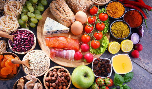 Assorted organic food products on the table