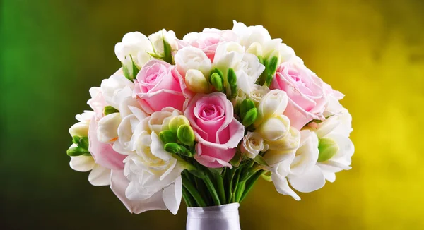 Composition with bouquet of freshly cut flowers — Stock Photo, Image