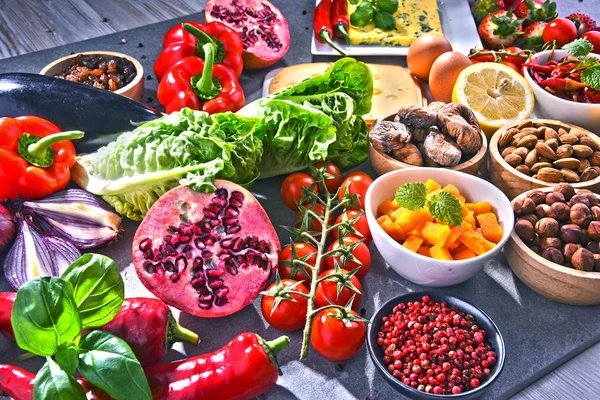 Assorted organic food products on the table