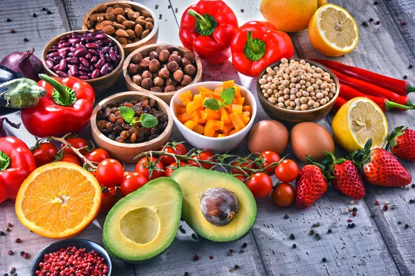 Assorted organic food products on the table