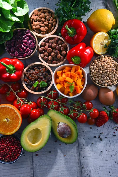 Assorted organic food products on the table