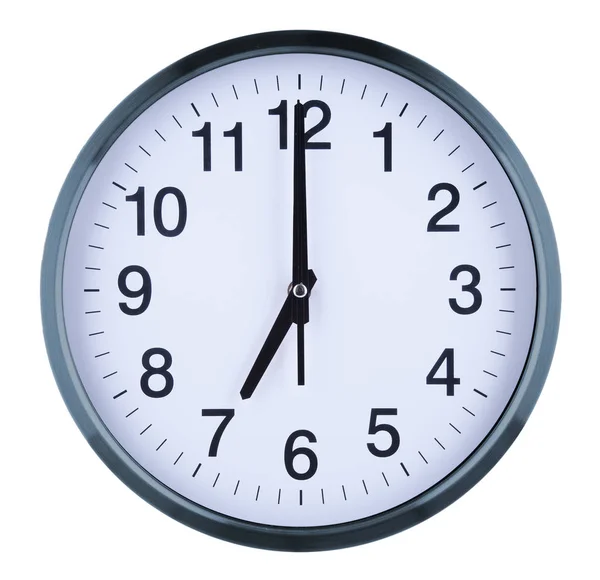 Relógio de parede isolado no fundo branco. Sete oclock — Fotografia de Stock