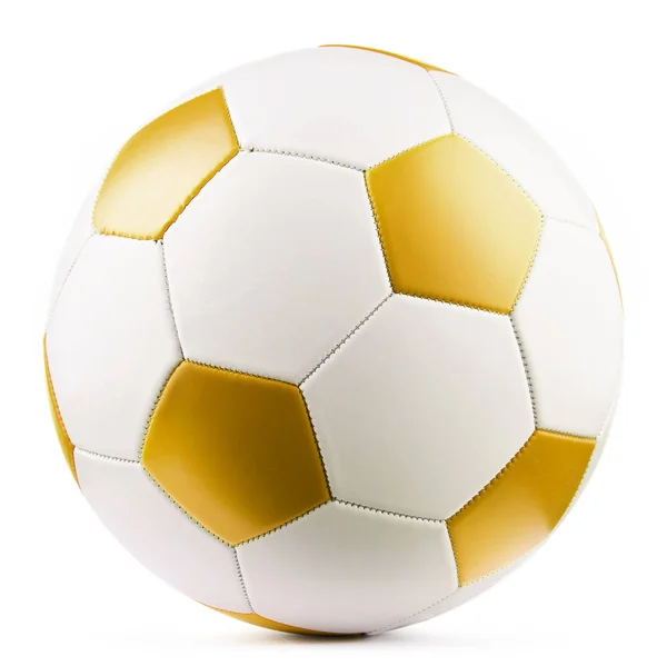 흰 배경에 고립된 가죽 축구 공 — 스톡 사진
