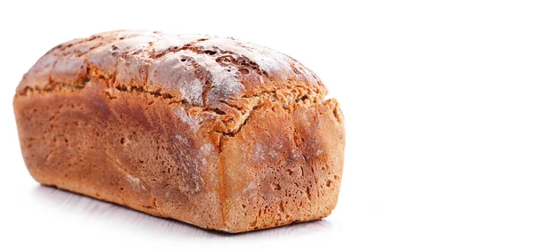 Large loaf of fresh organic bread isolated on white — Stock Photo, Image