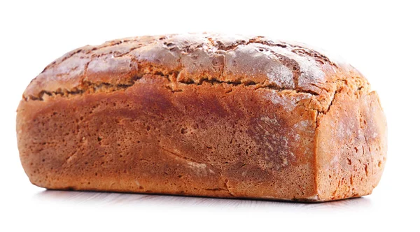 Large loaf of fresh organic bread isolated on white — Stock Photo, Image