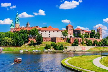 Görünüm wawel Kalesi Krakow, Polonya