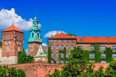 Görünüm wawel Kalesi Krakow, Polonya