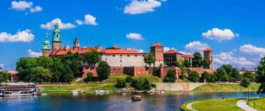 Görünüm wawel Kalesi Krakow, Polonya