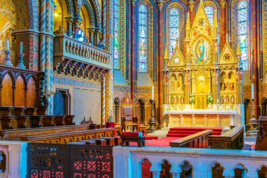 Budapeşte'de Kale tepeüzerinde Matthias Kilisesi İçişleri