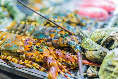 Geleneksel Vietnam sokak yemekleri Da Nang gece pazarında satılıyor.